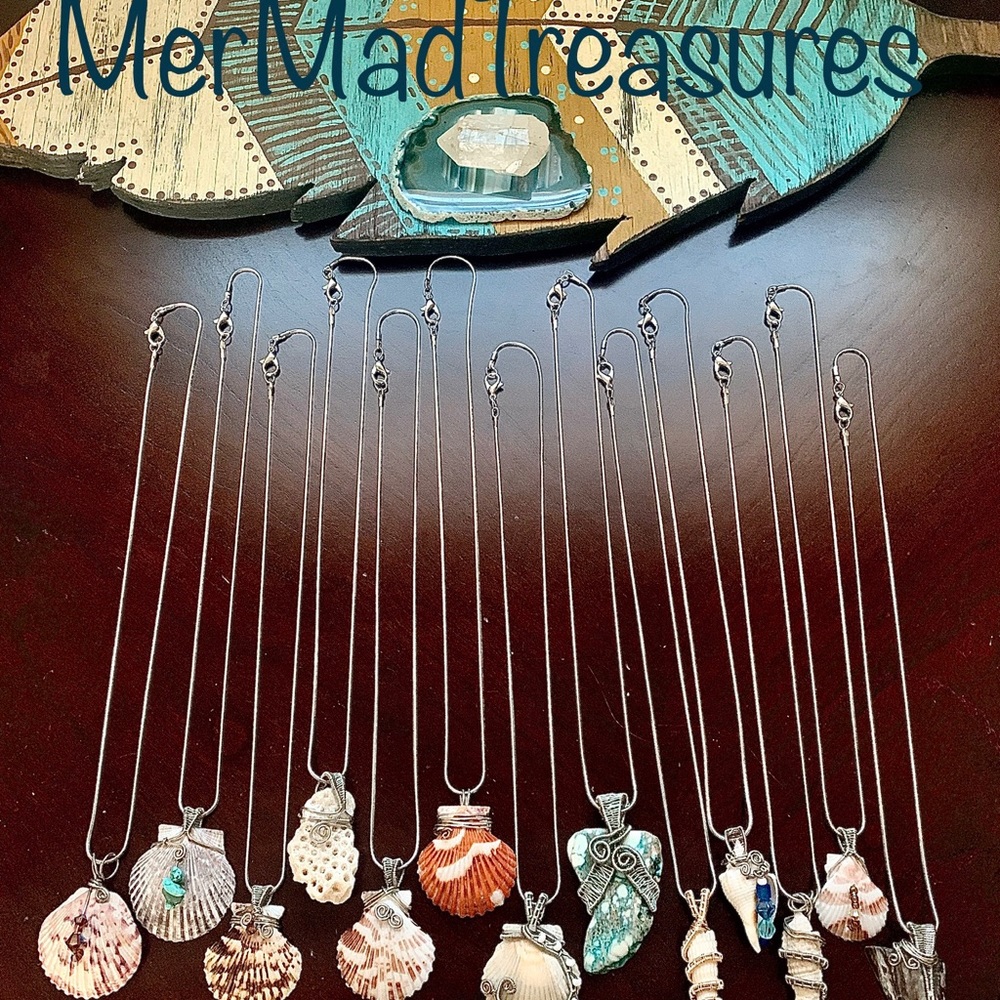 Seashell and stone necklaces